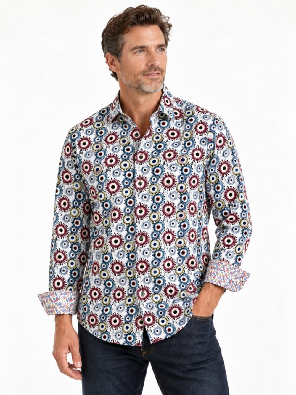 Robert Graham Multicolor Geometric Print Button Down Shirt Size XL